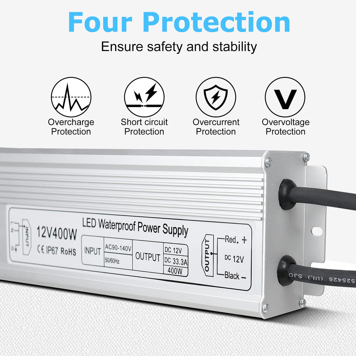 400W 12V IP67 Waterproof LED Power Supply Y543