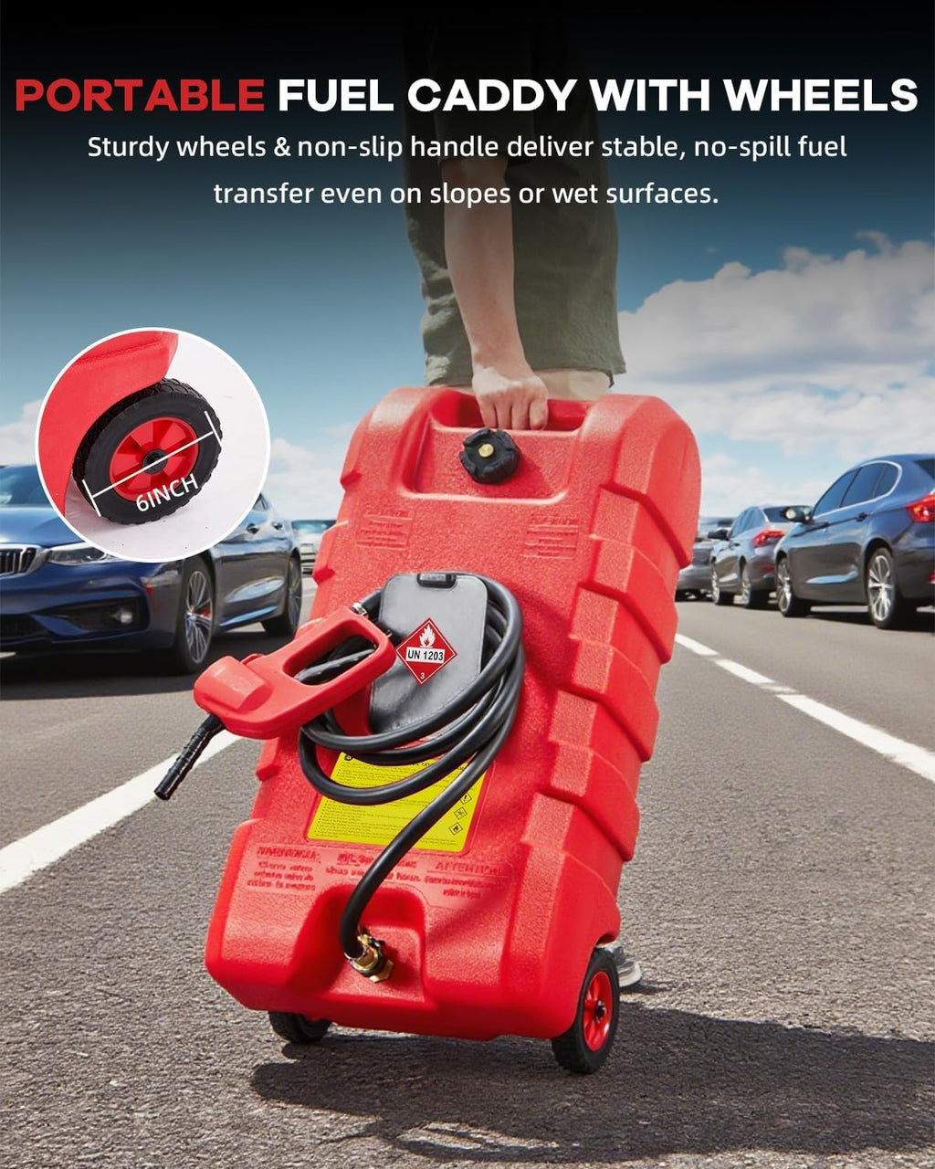 15 Gallon HDPE Portable Fuel Tank Caddy with Wheels V7832