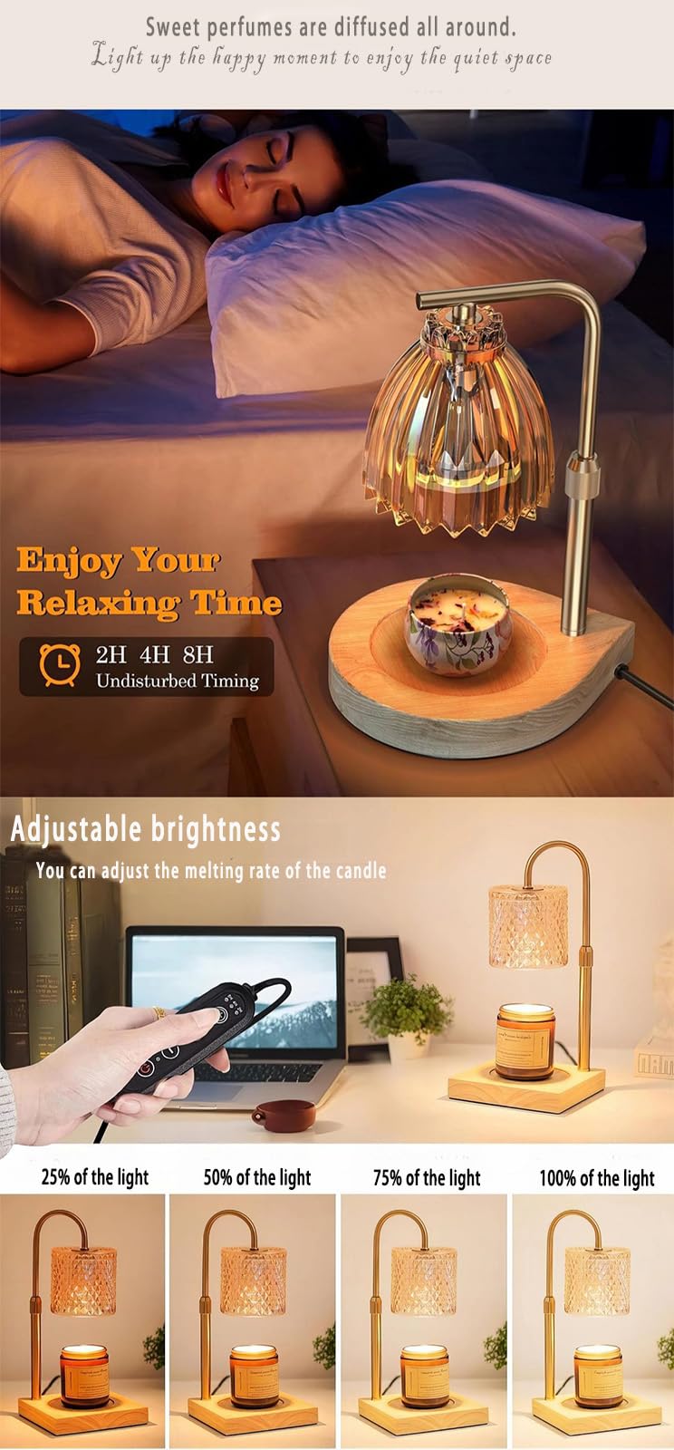 Adjustable Dimmable Candle Warmer Lamp with 2 Bulbs B77835