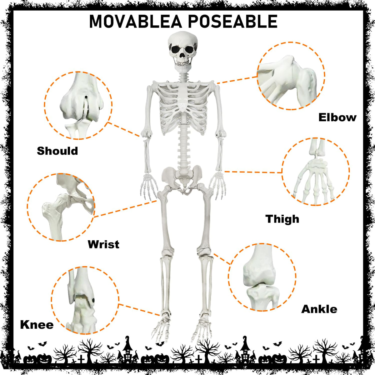 Life Size Posable Skeleton with Dog & Creepy Cloth S3507