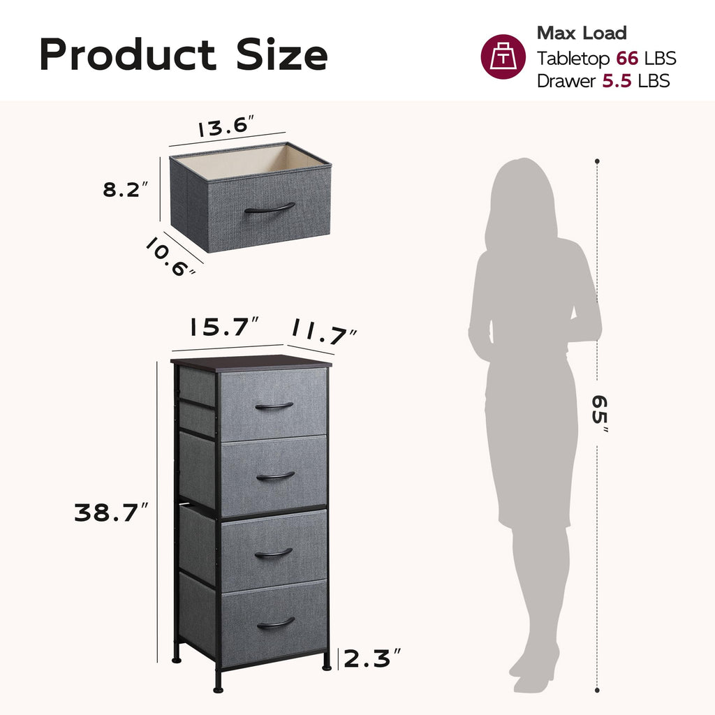 Small 4 Drawer Dark Grey Dresser X55165