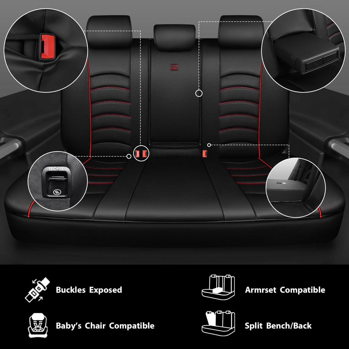 3D Foam PU Leather Car Seat Covers Full Set C1125