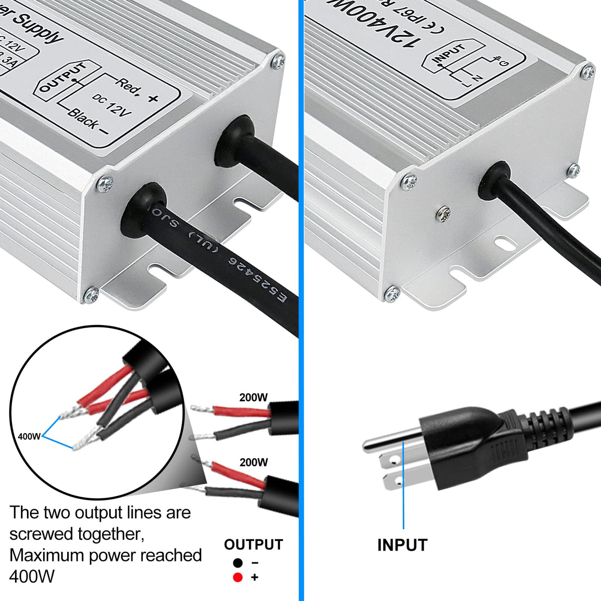 400W 12V IP67 Waterproof LED Power Supply Y543