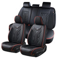 Black & Red Leather Car Seat Covers Full Set O514412