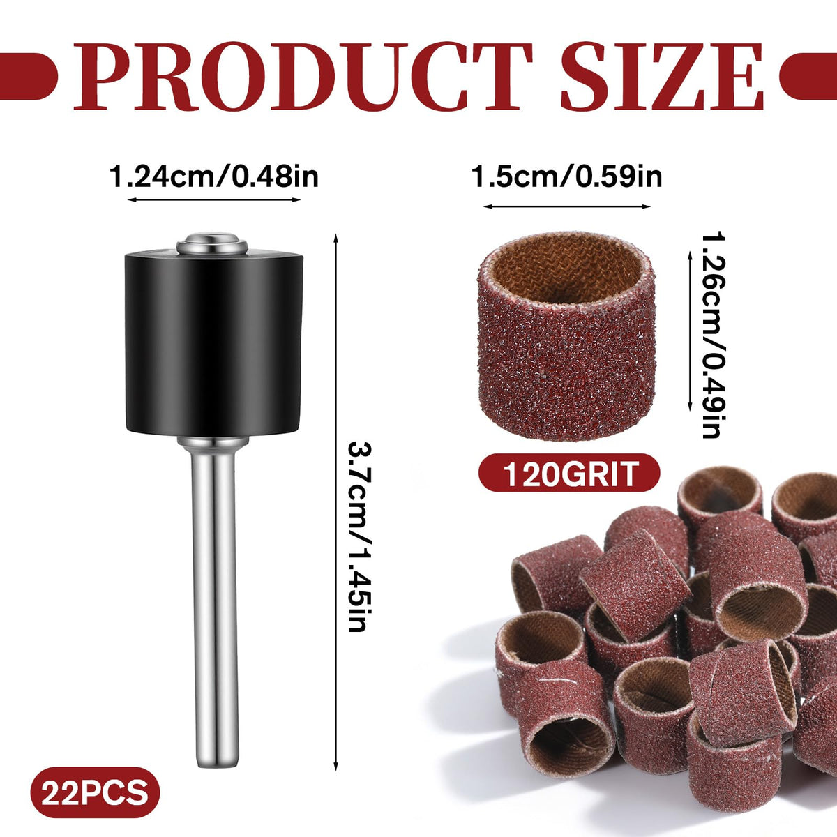 22Pcs Dog Nail Grinder Sanding Bands and Drums Replacement Kit C865