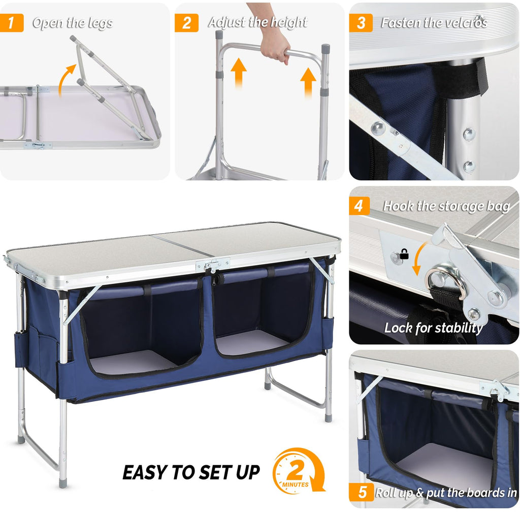 4 Ft White Aluminum Folding Camping Table T8543