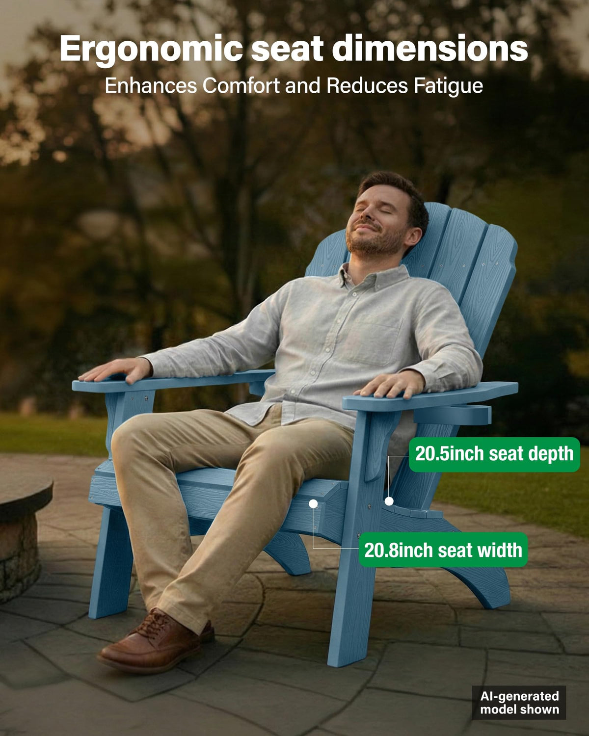 Oversized Adirondack Chair Set of 4 Blue L289681