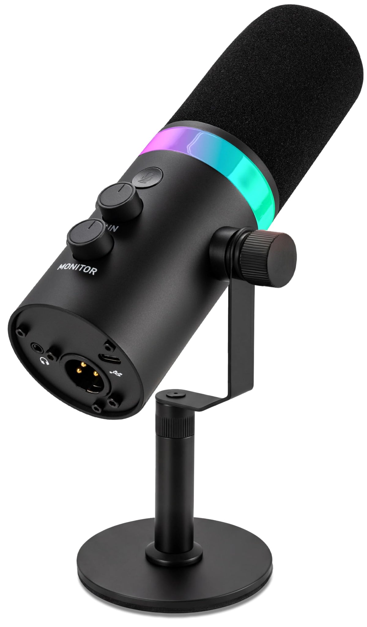 USB/XLR Cardioid Recording Microphone with RGB Lighting and Desktop Stand S44385