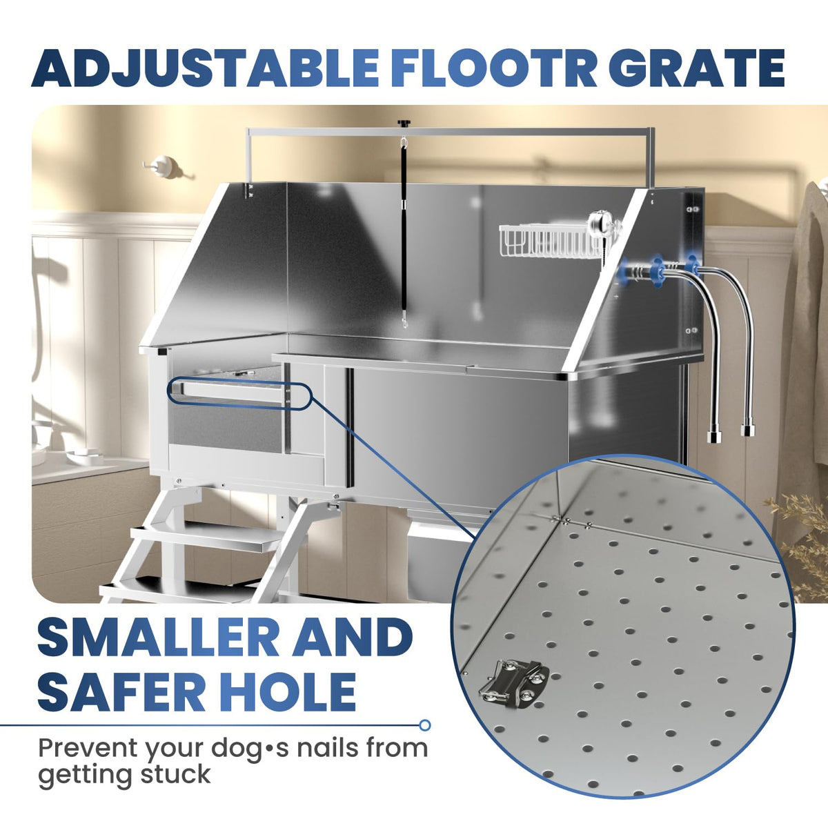 46" Stainless Steel Dog Washing Station with Stairs W551090