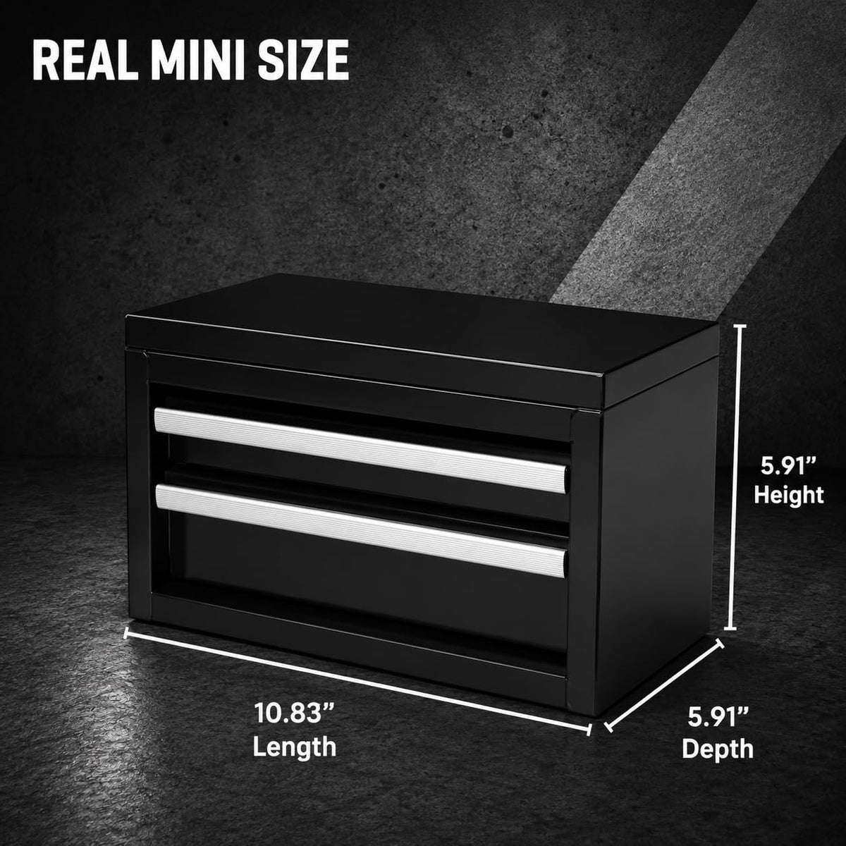 Mini 2-Drawer Steel Tool Box Black L132207