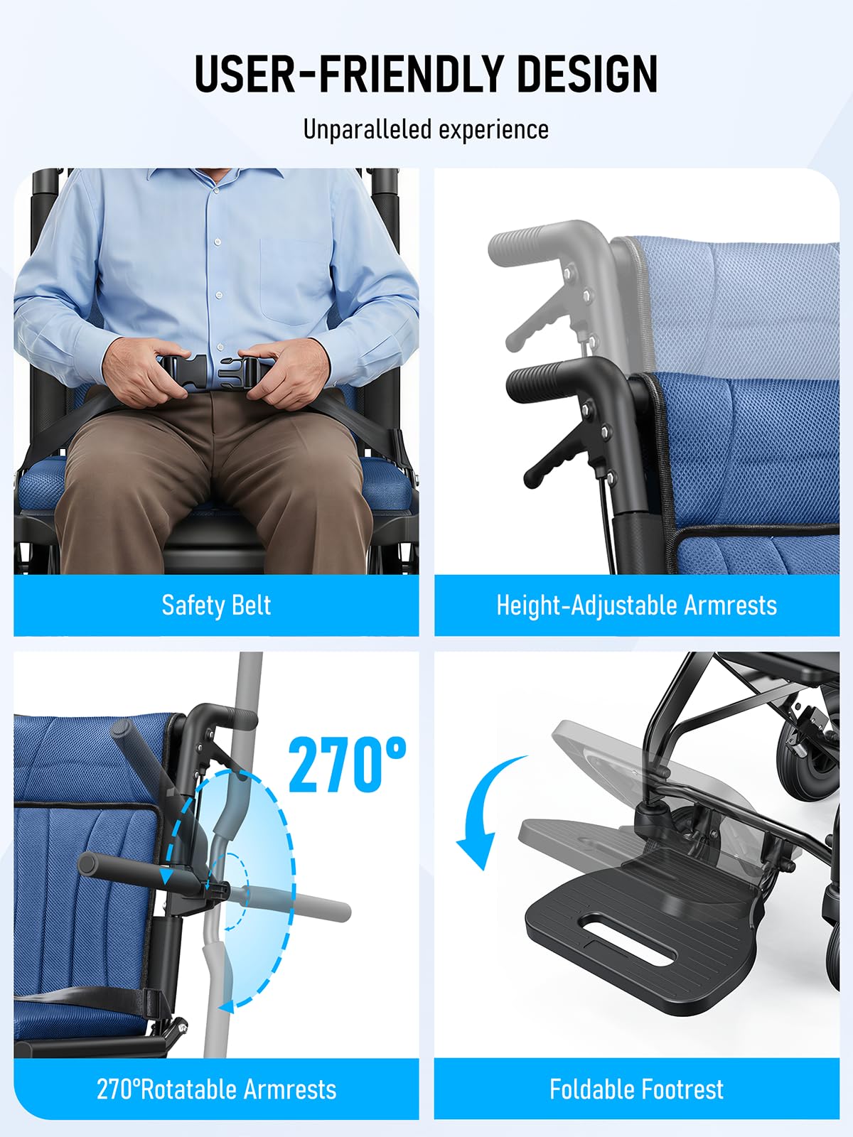 Blue Transport Wheelchair C690