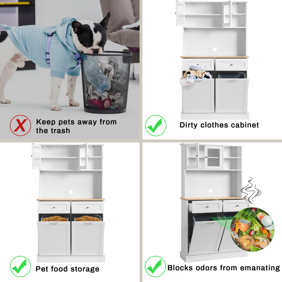 White Tilt Out Trash Can Cabinet X77120