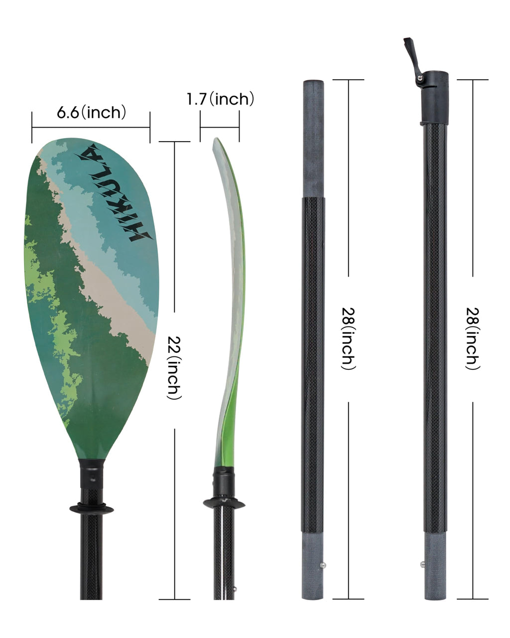 Adjustable Carbon Fiber Shaft Kayak Paddle 4 Piece S349