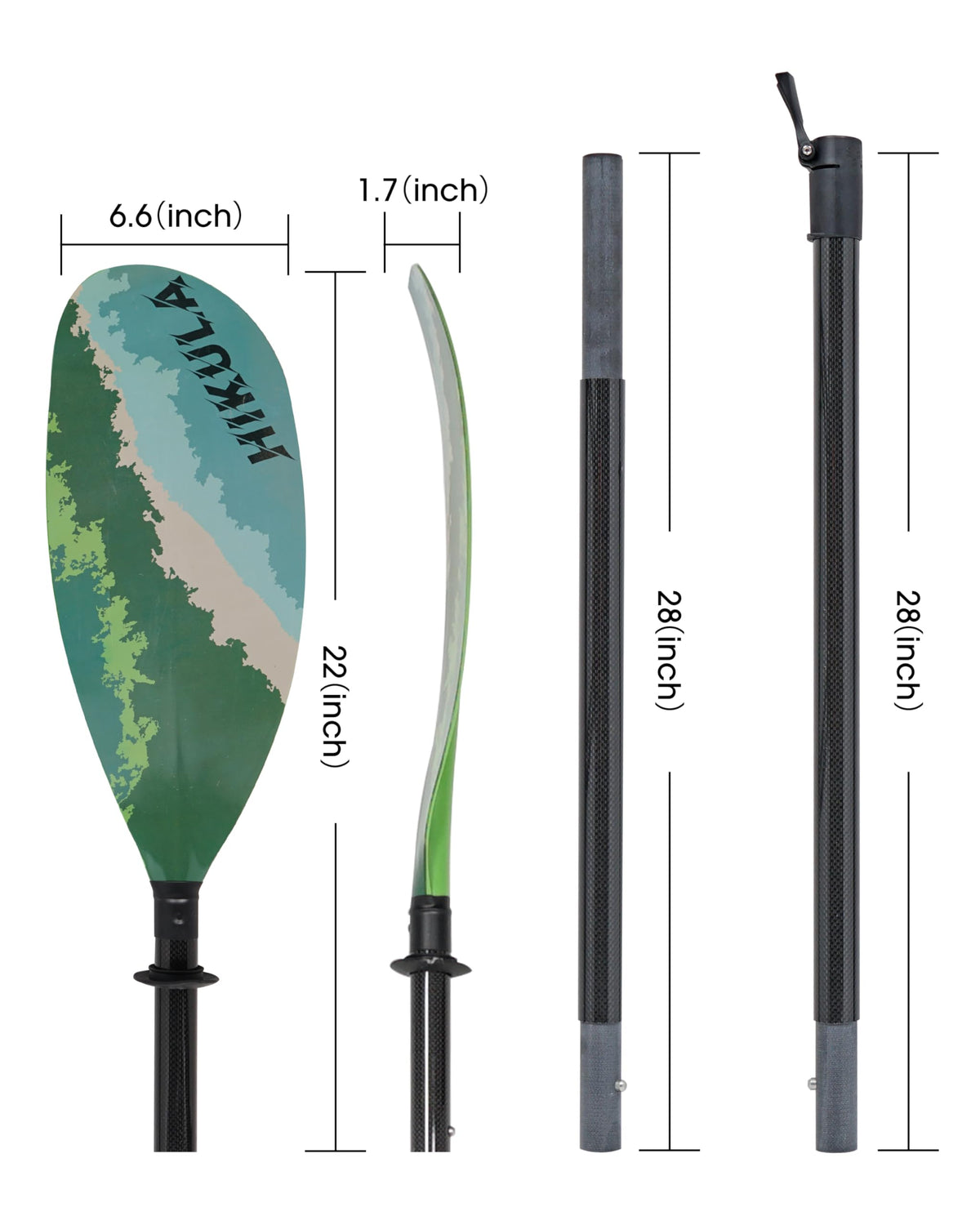 Adjustable Carbon Fiber Shaft Kayak Paddle 4 Piece S349
