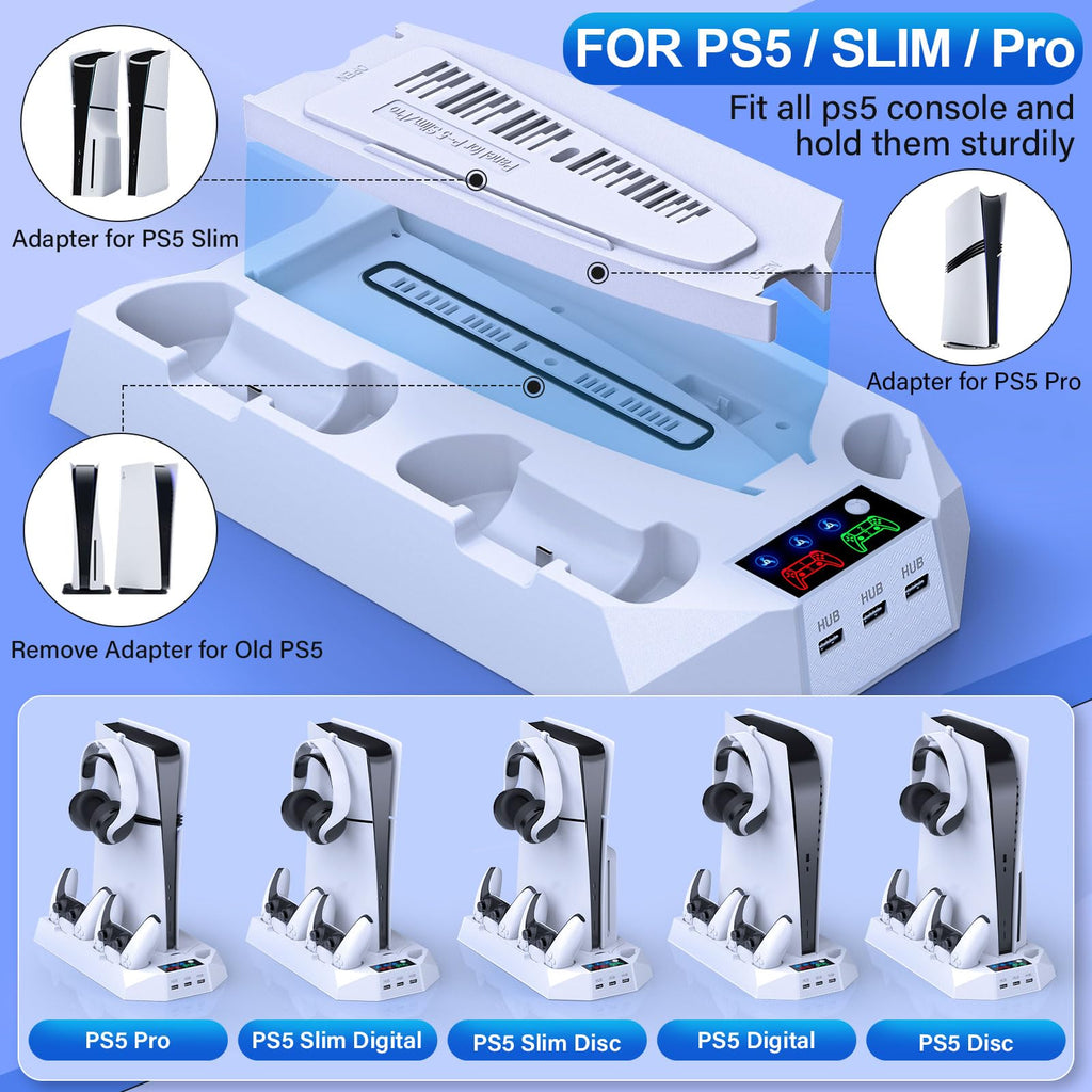 PS5 Cooling Stand with Controller Charging Station, White O759776