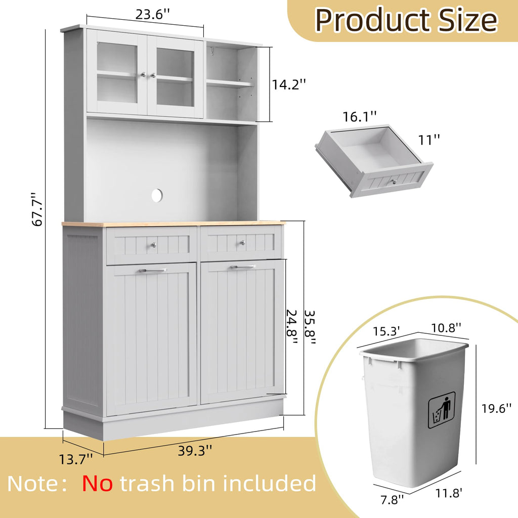 White Tilt Out Trash Can Cabinet X77120