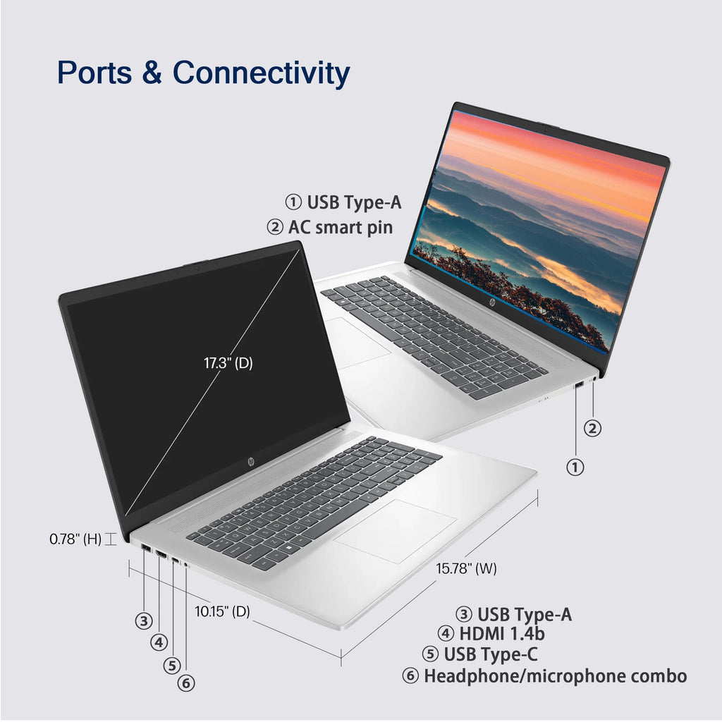 17.3" FHD Laptop, 16GB RAM, 1TB SSD, AMD Ryzen 5, Windows 11 Home, Silver H32616