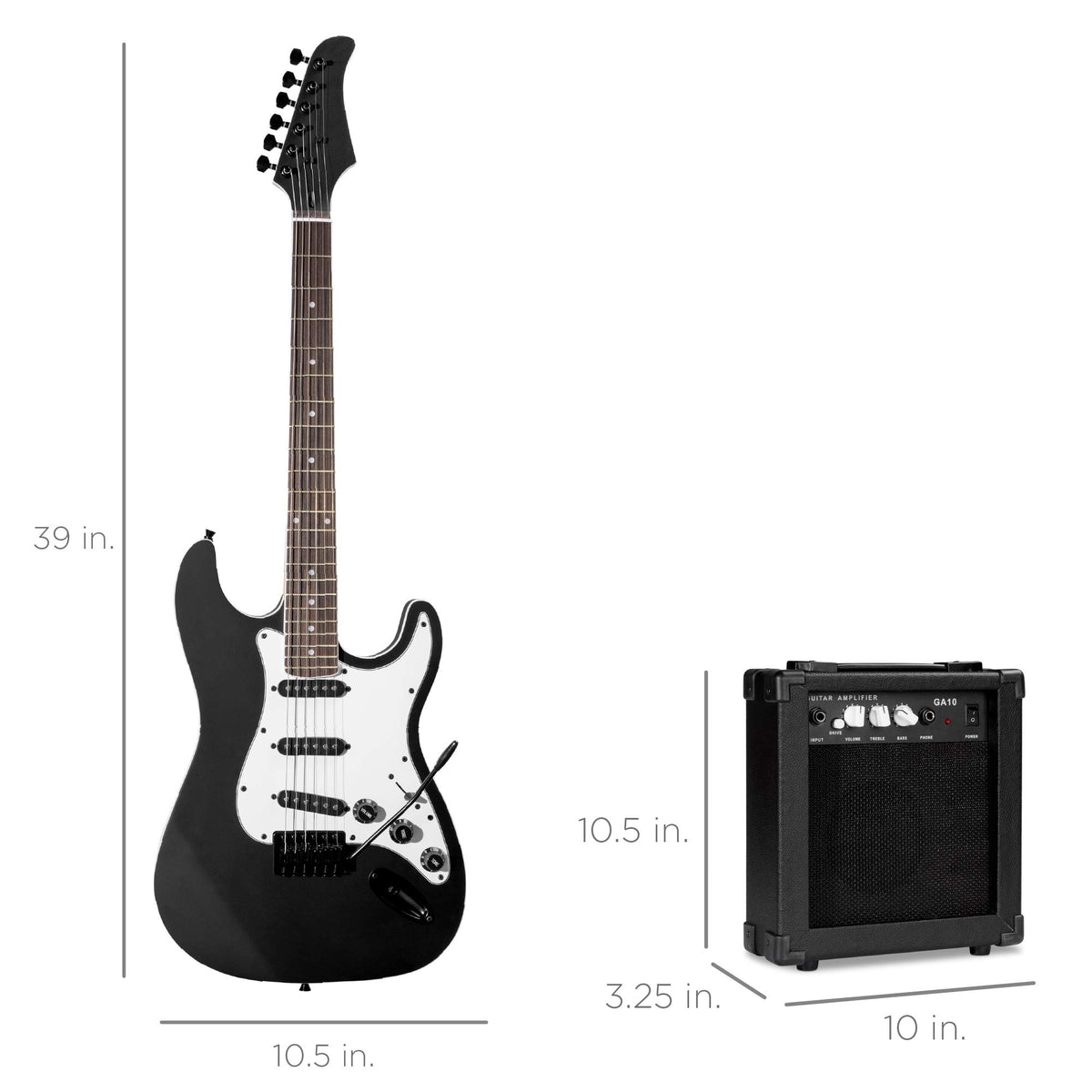 39in Full Size Beginner Electric Guitar Starter Kit with Case, Amp, Strings, Pick - Jet Black L913913