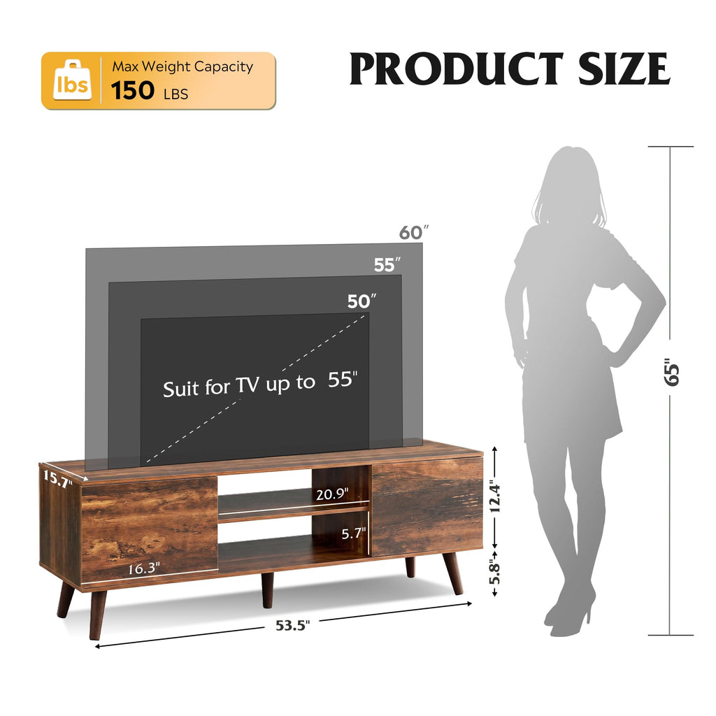 TV Stand with 2 Cabinets Storage & Adjustable Shelf E244243