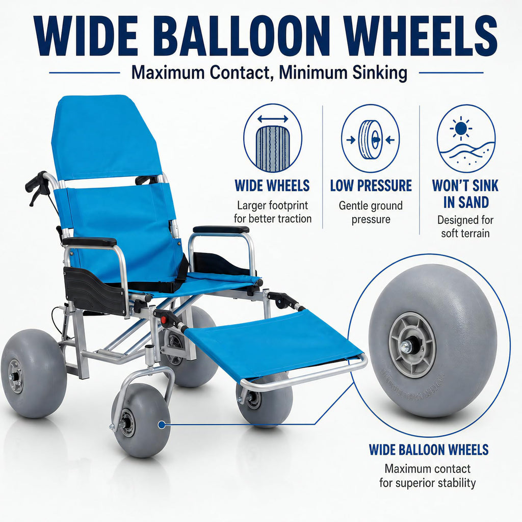 Beach Wheelchair with Balloon Tires S99827