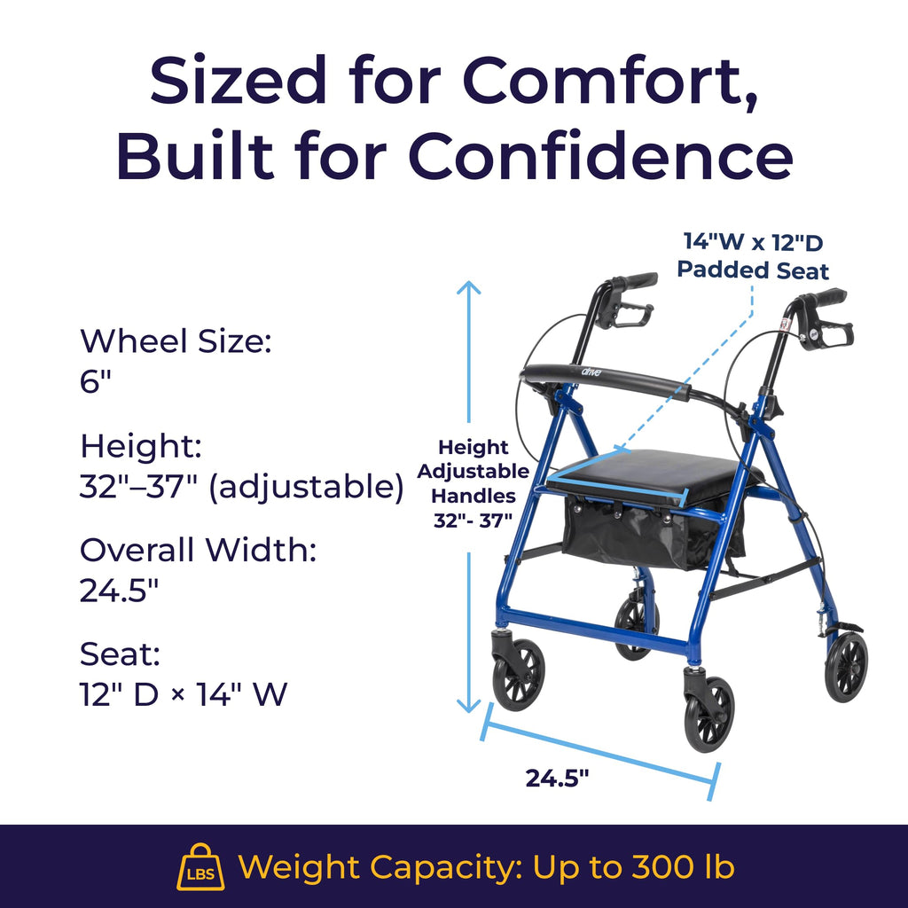 Blue Aluminum Rollator Walker L3182