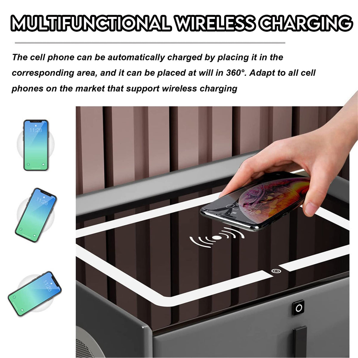 Pink 3 Drawer Nightstand with Charging Station and Speakers R25243