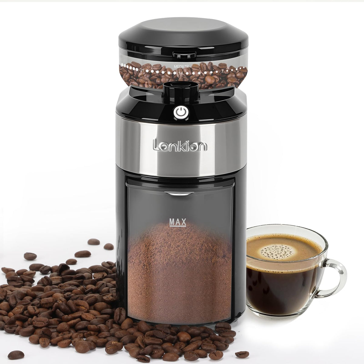Electric Burr Coffee Grinder with 28 Adjustable Grind Settings F9632