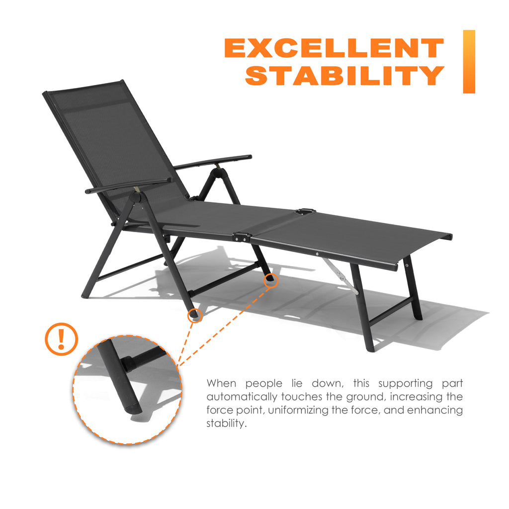 Folding Beach Lounge Chair 2-Pack Grey Textilene E5833