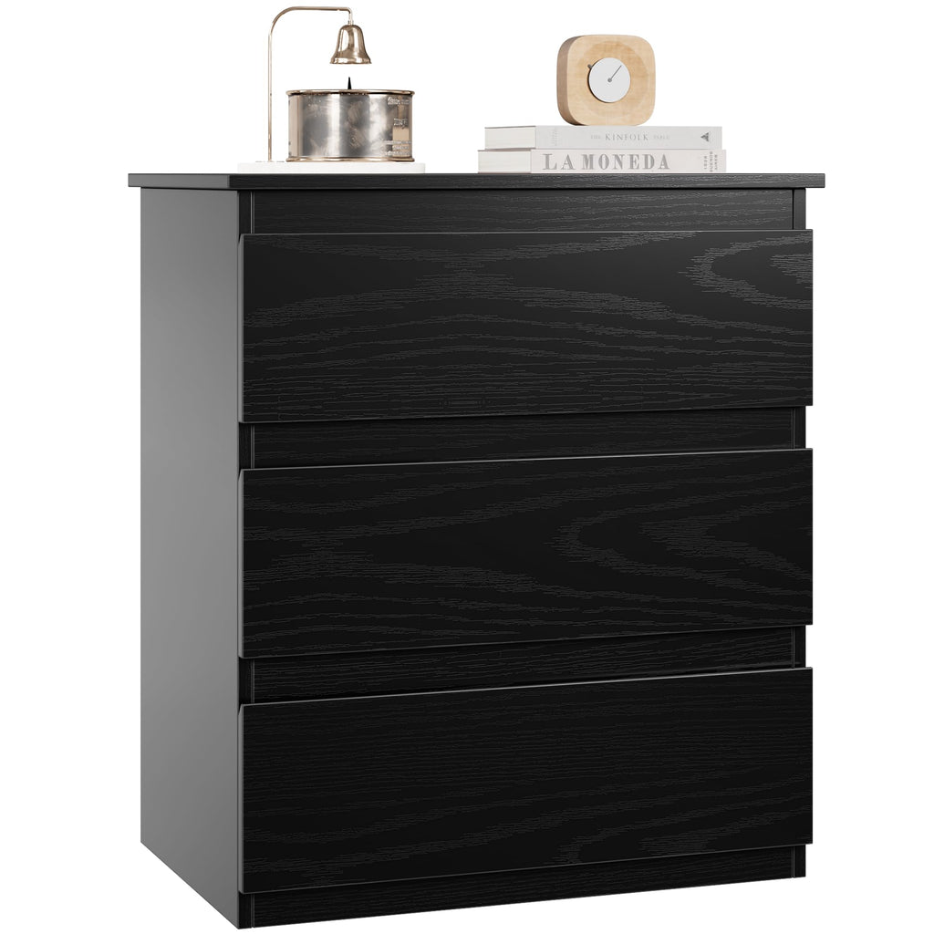 Black 3 Drawer Nightstand U980
