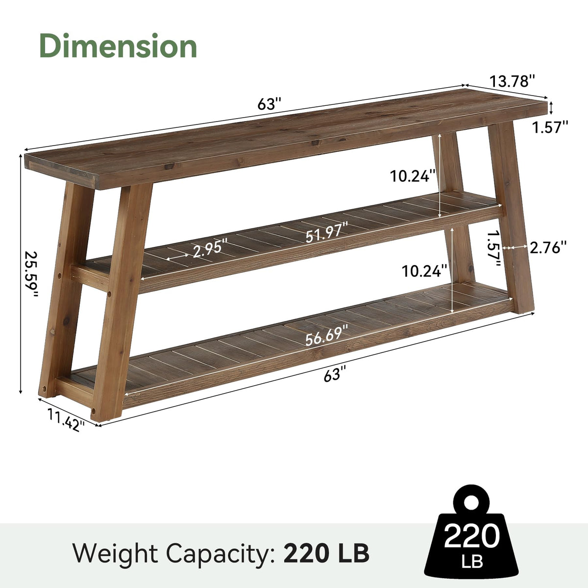63" Solid Wood TV Stand N587841
