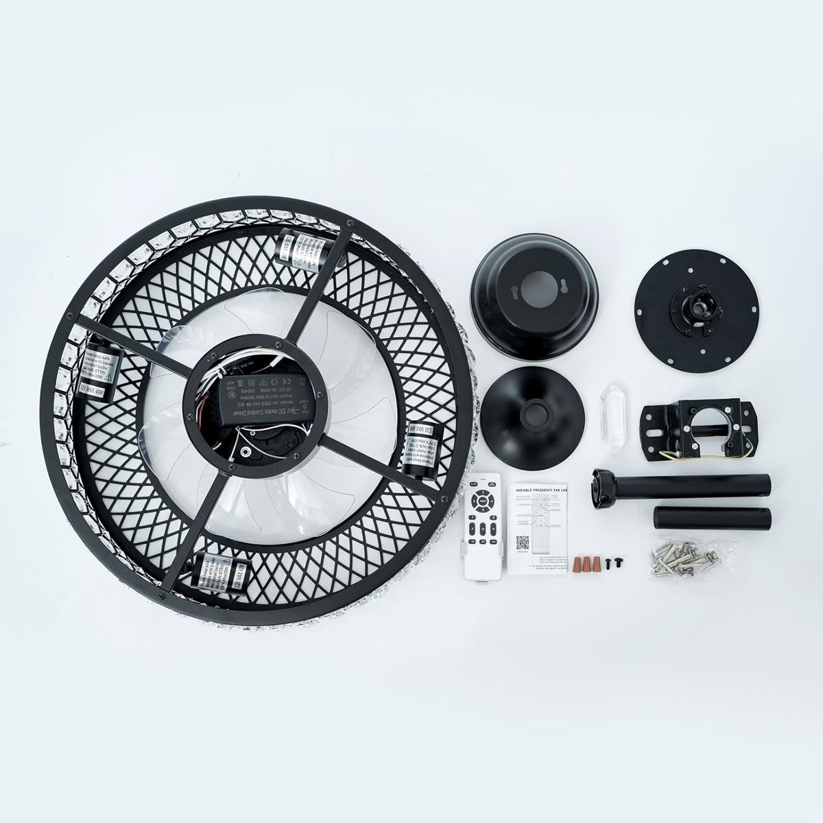 20" Black Crystal Ceiling Fan with Lights E5522