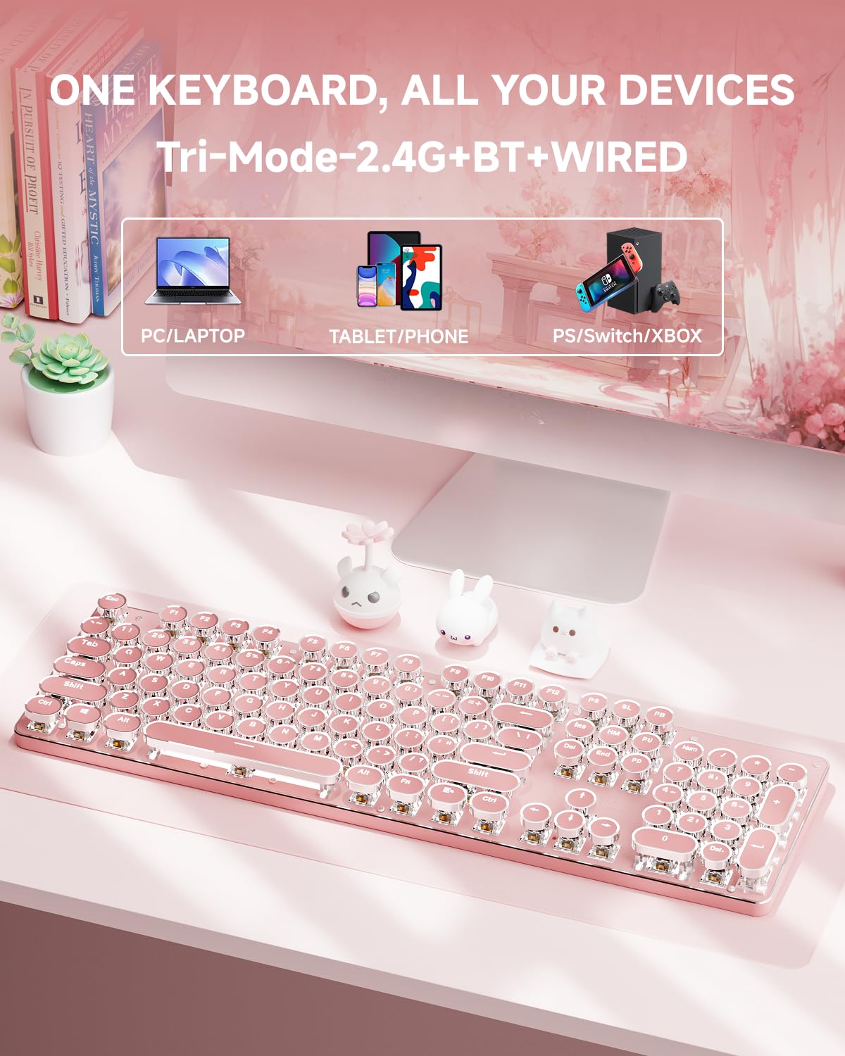 Pink Wireless Mechanical Keyboard T940498