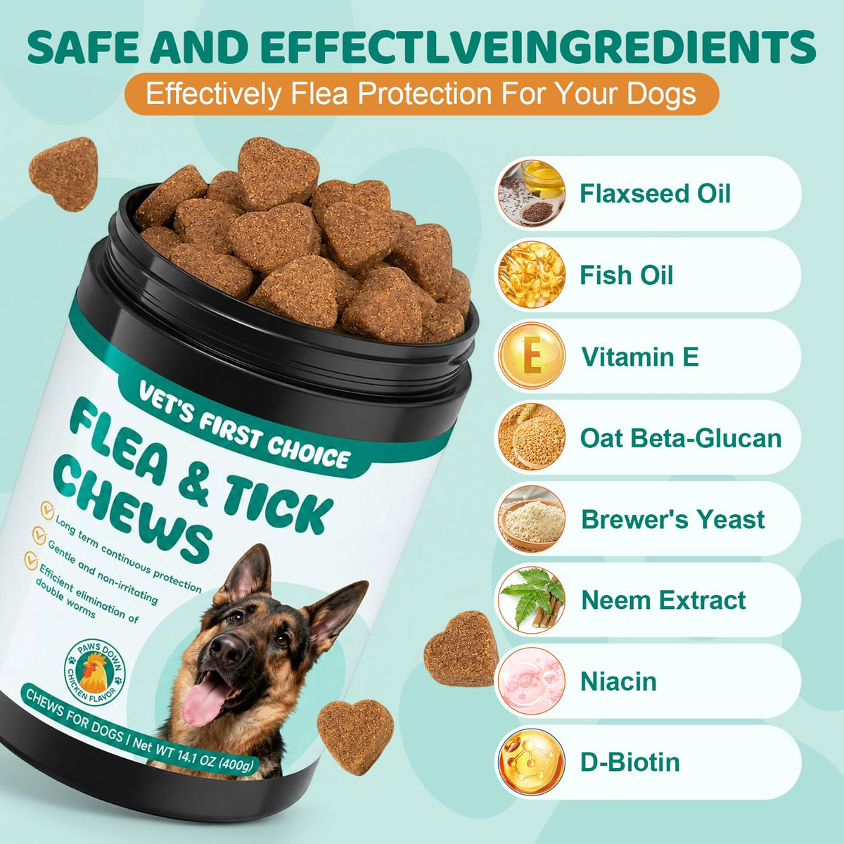 Flea and Tick Chews for Dogs T404