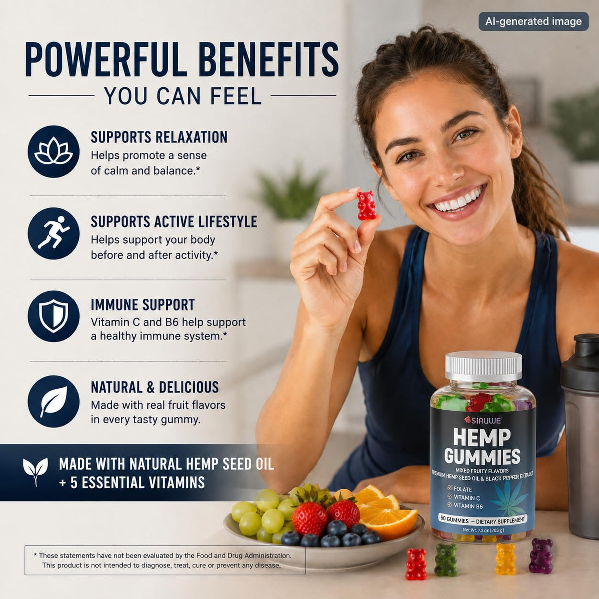 Sugar Free Hemp Gummies 60 Count P49198