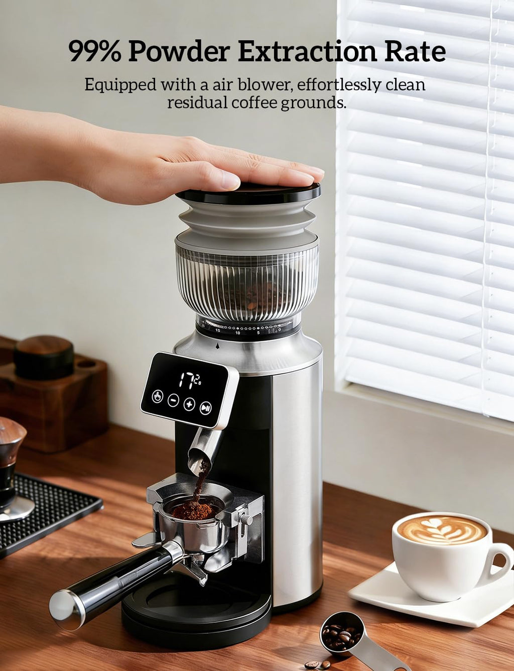 Stainless Steel Espresso Grinder with Portafilter Holder Y825343