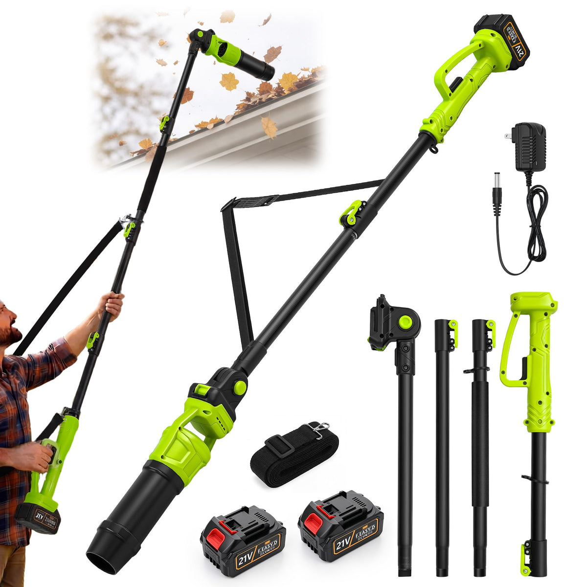 Cordless Leaf Blower with 2 Batteries 21V, 580CFM/180MPH S487