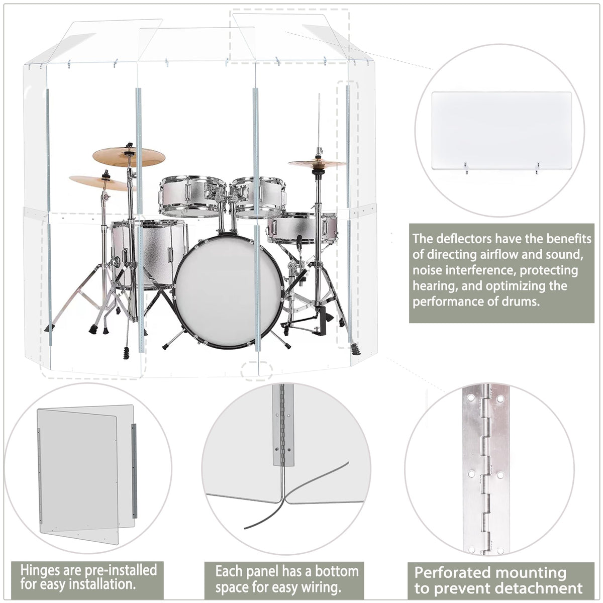 Portable Drum Shield 5-Panels 2ft x 5ft N1843
