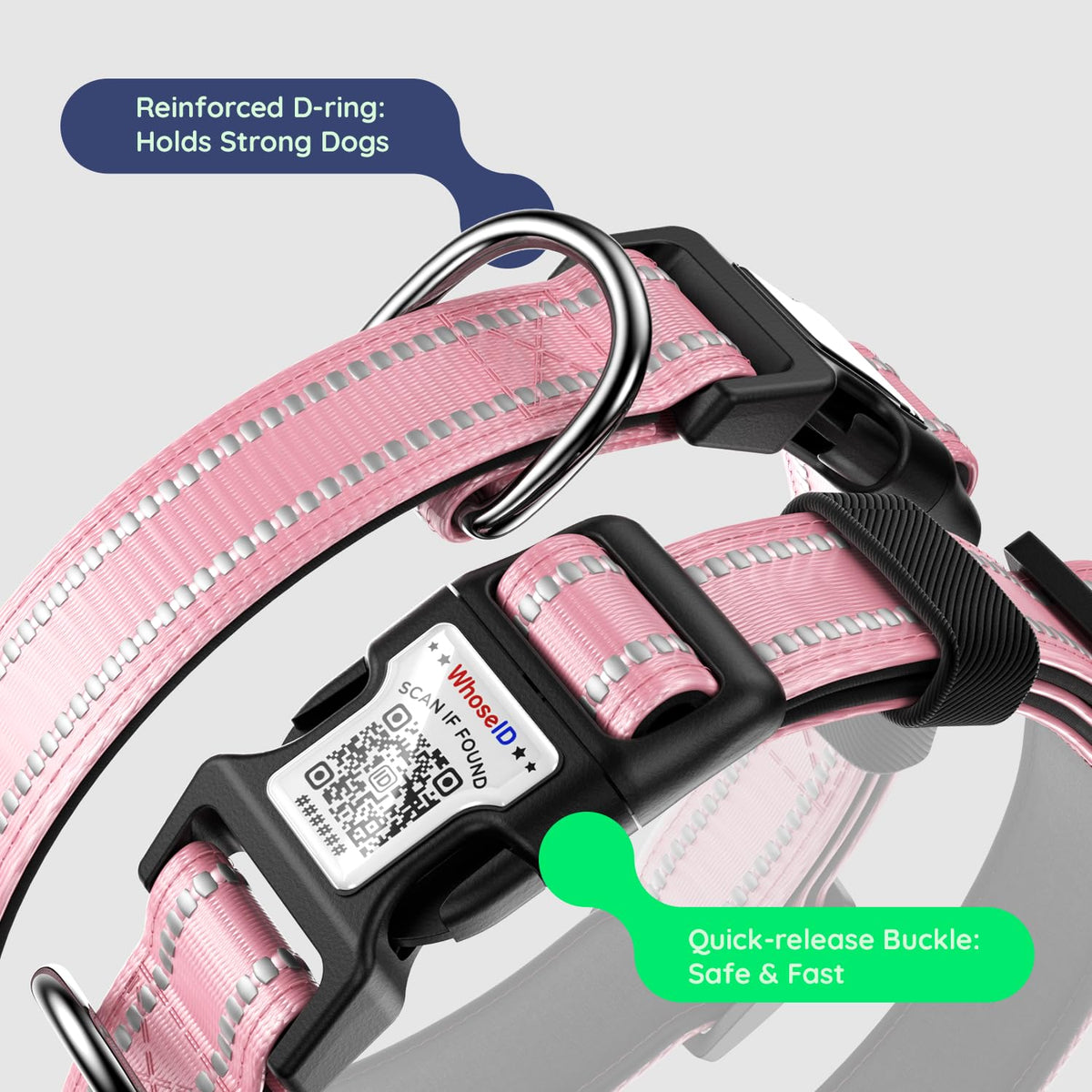 Pink IP68 Waterproof Dog Collar A519