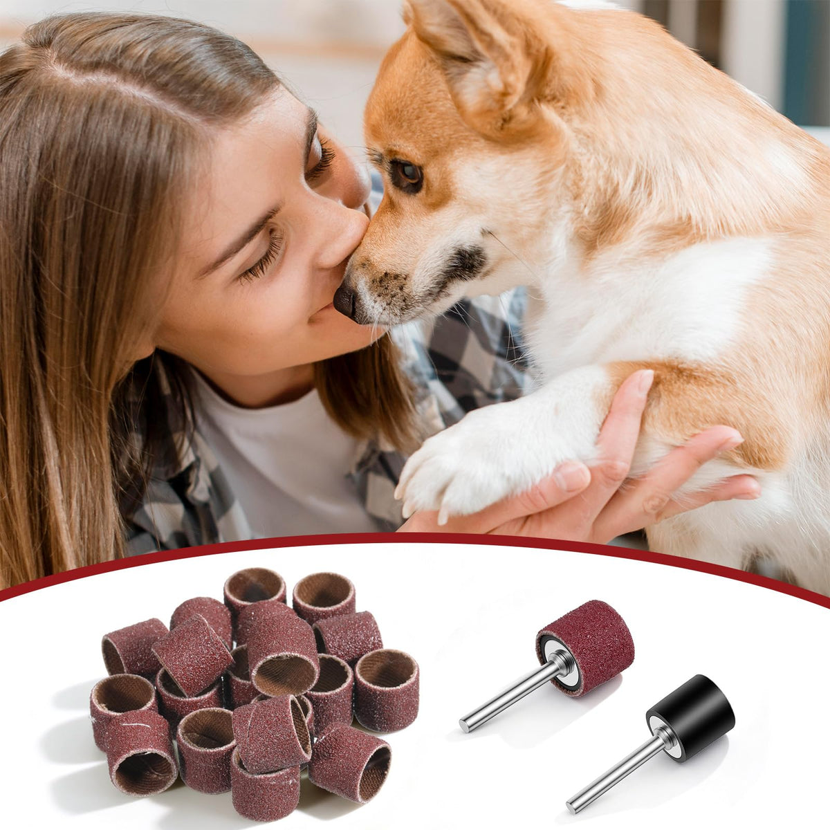 22Pcs Dog Nail Grinder Sanding Bands and Drums Replacement Kit C865