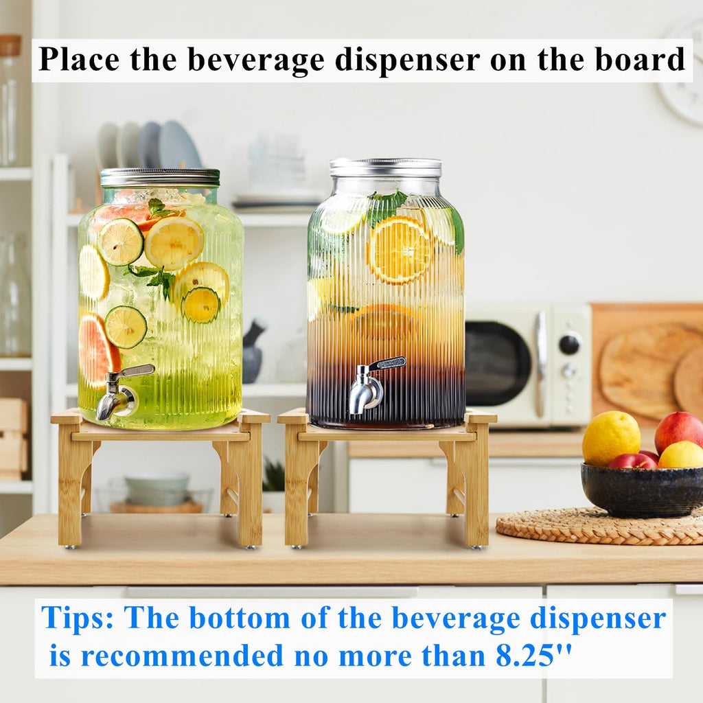 2 Pack Natural Bamboo Beverage Dispenser Stand W2968