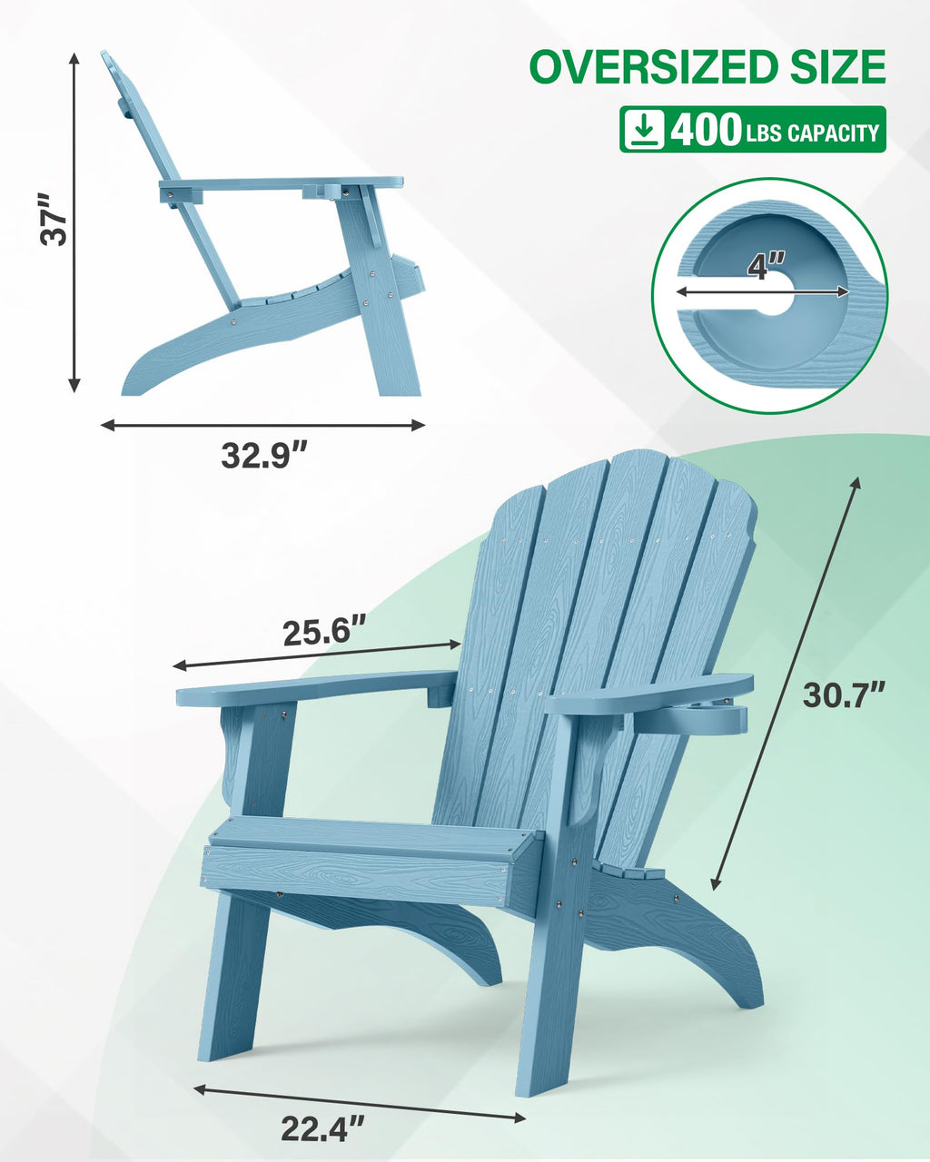 Oversized Adirondack Chair Set of 4 Blue L289681