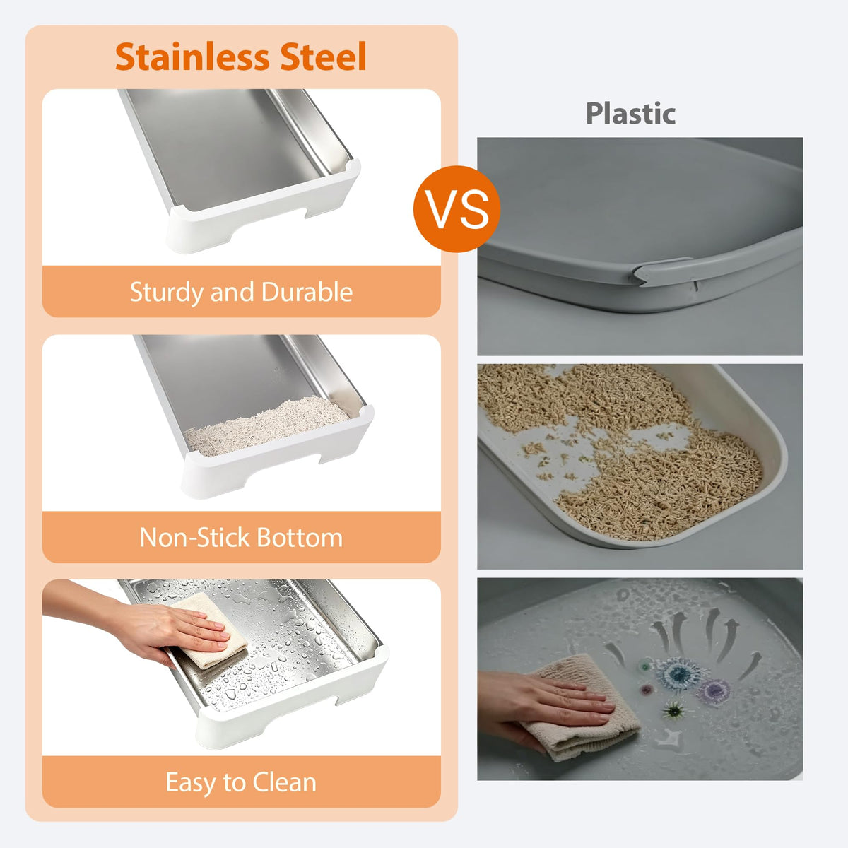 Stainless Steel Cat Litter Box with Lid W3088