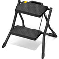 2 Step Folding Stool Ladder 330lb Cap Black V586