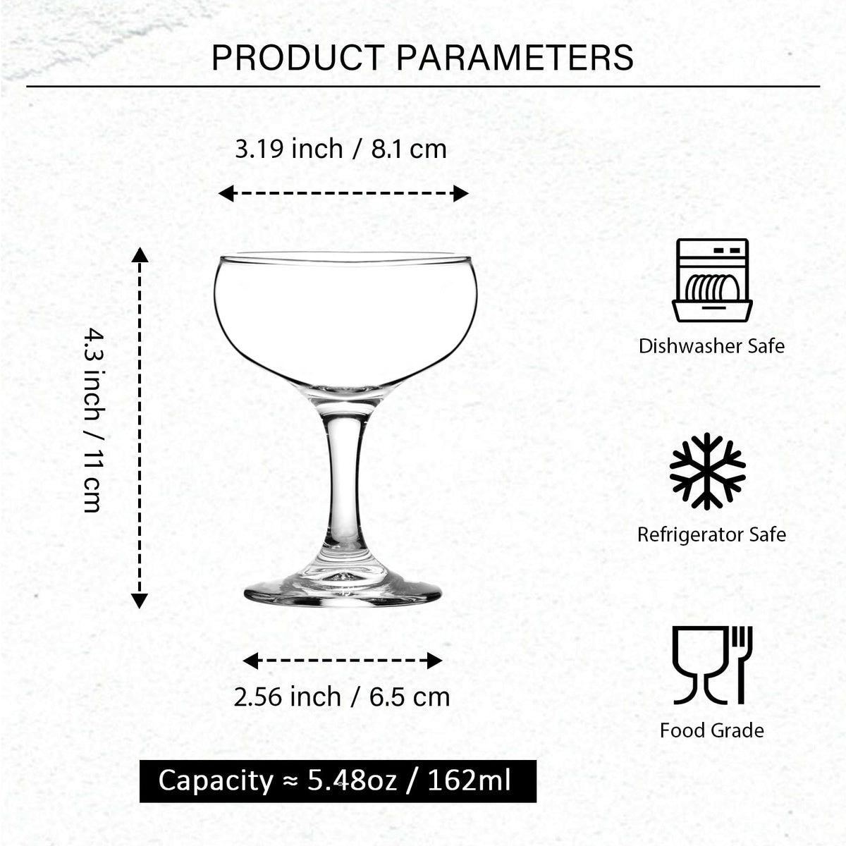 Clear 5 Ounce Stemmed Cocktail Glasses Set of 6 Y197