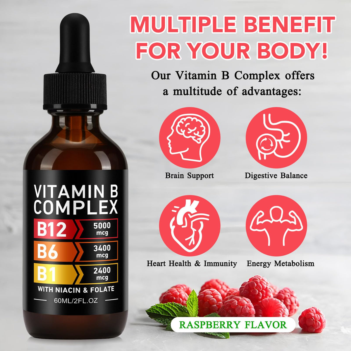 Vitamin B12 Complex Drops 5000mcg 2 Packs E502