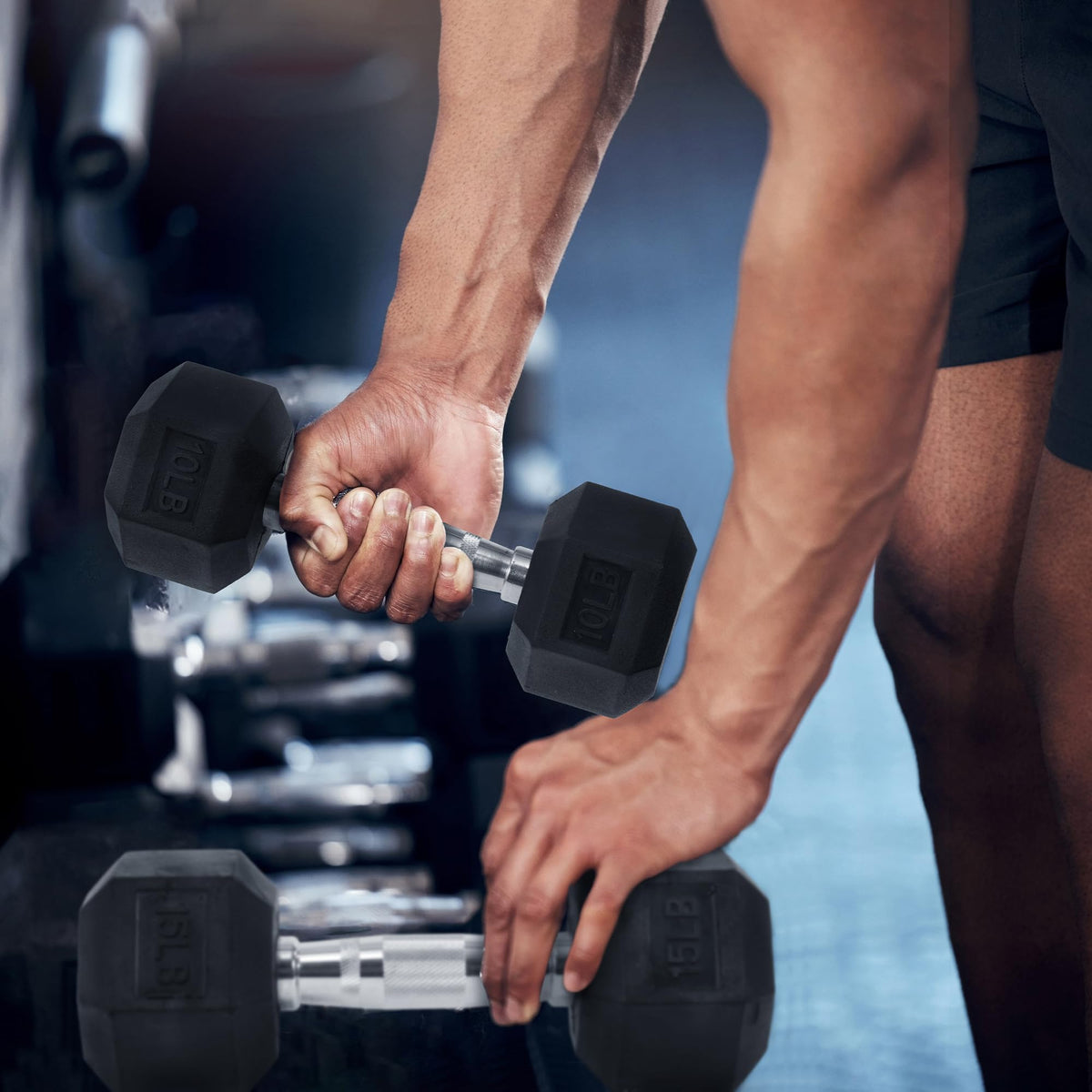 Rubber Encased Hex Dumbbells D621