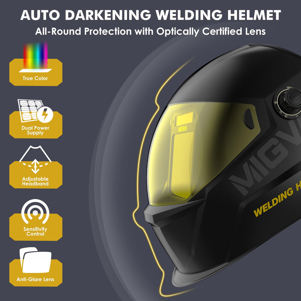 Auto Darkening Welding Helmet True Color Large Viewing Solar Wide Shade 4/5-13 A72179