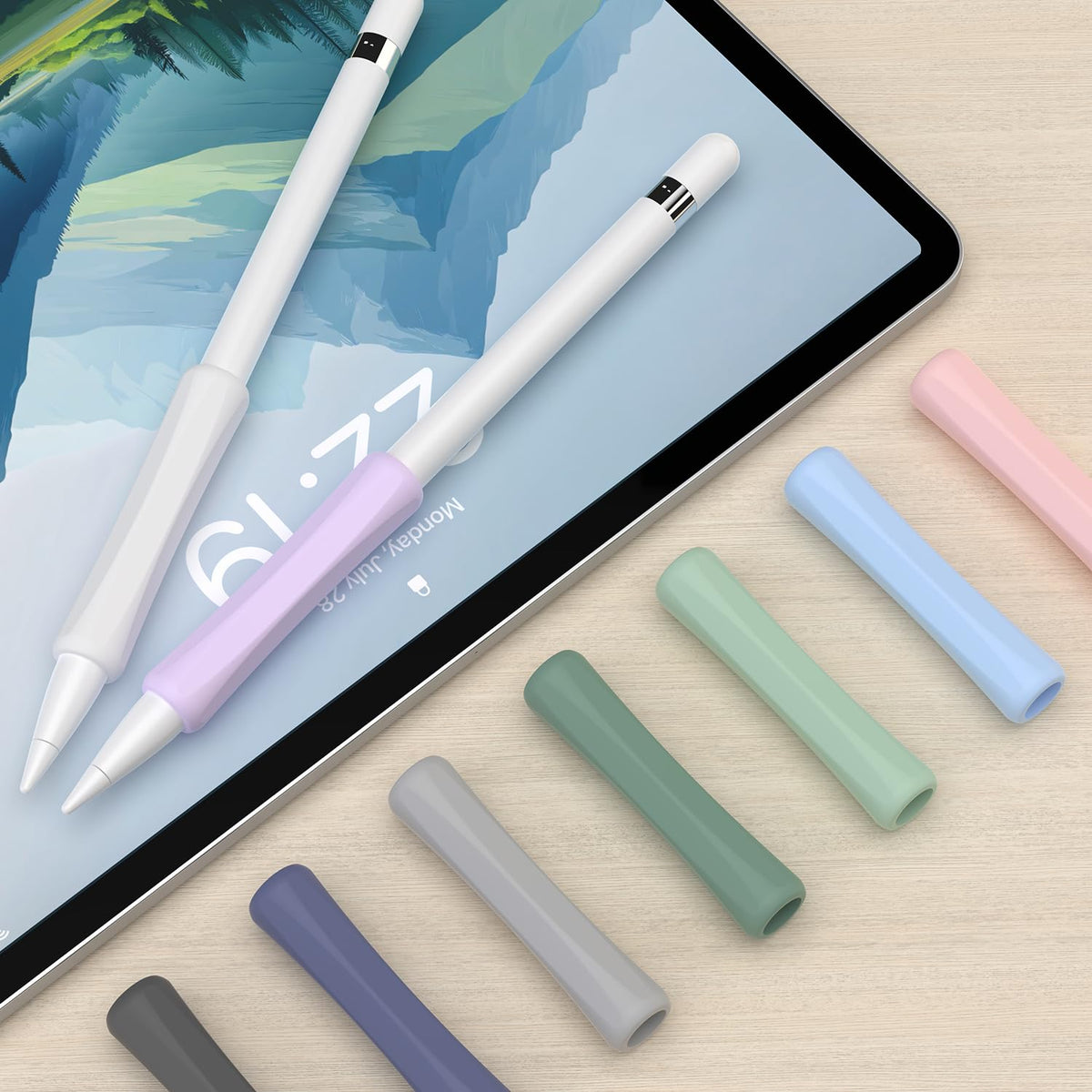 4 Pack Silicone Pencil Grips White Blue Black H12155