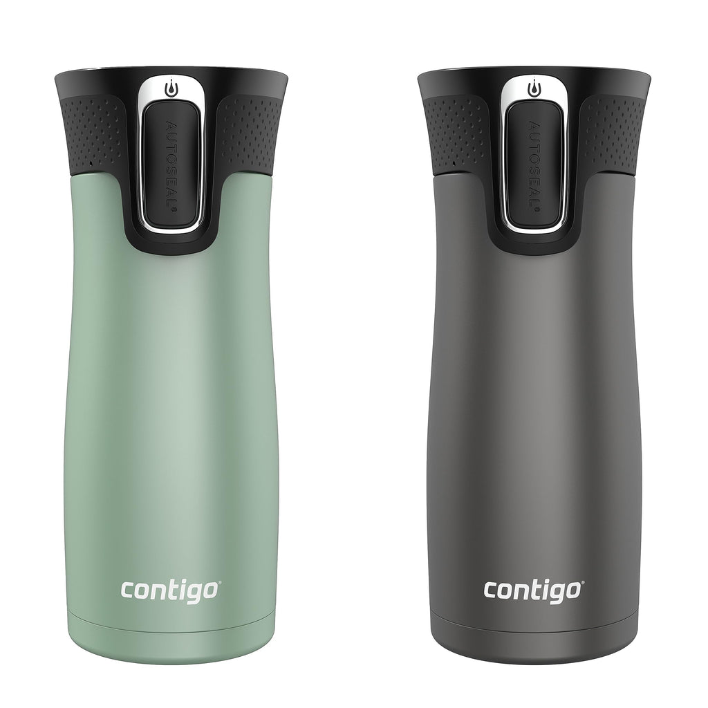 Leak-Proof Spill-Proof Insulated Stainless Steel Travel Mug, 16oz., 2 Pack L68957