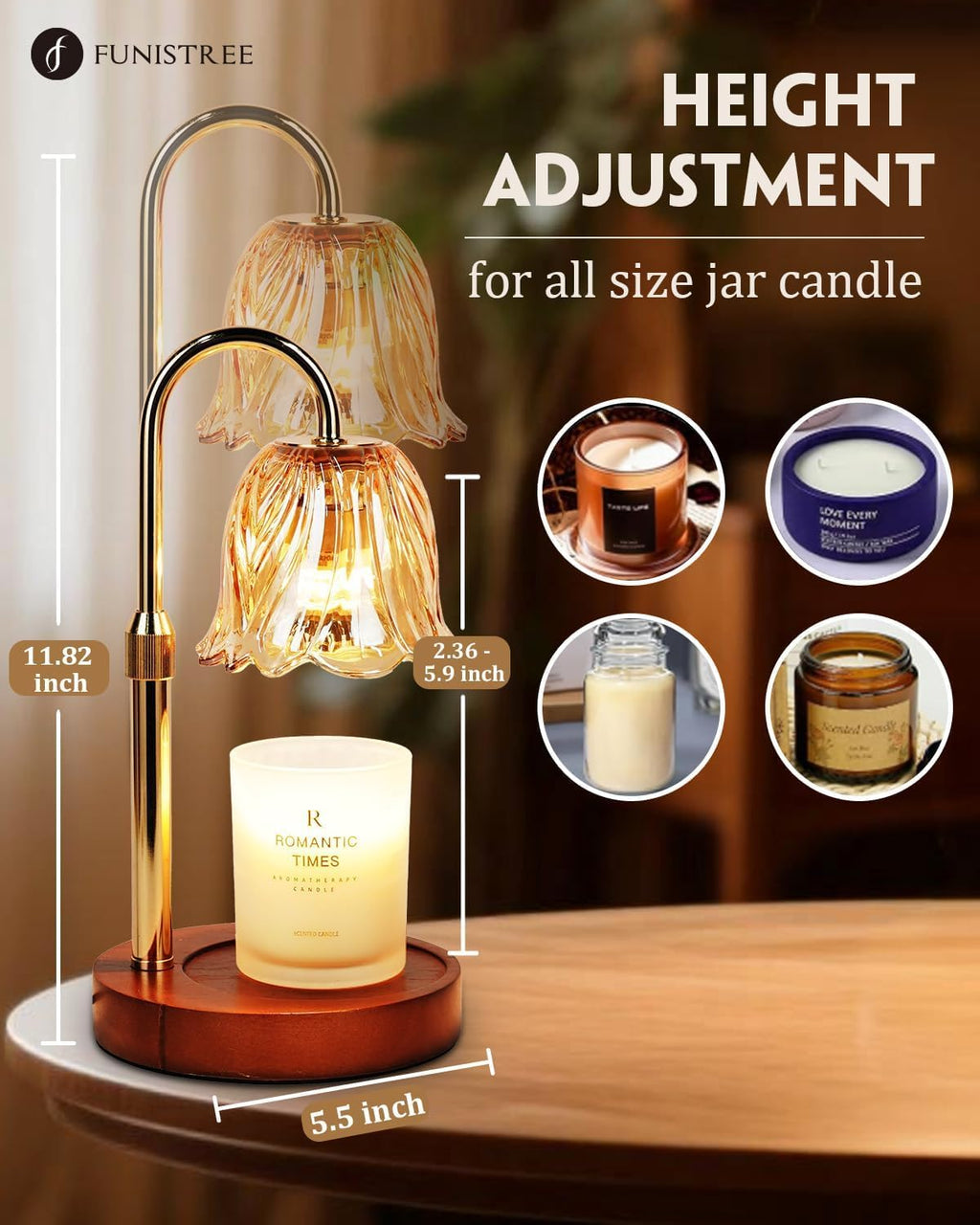 Gold Candle Warmer Lamp with Timer & Dimmer G703951